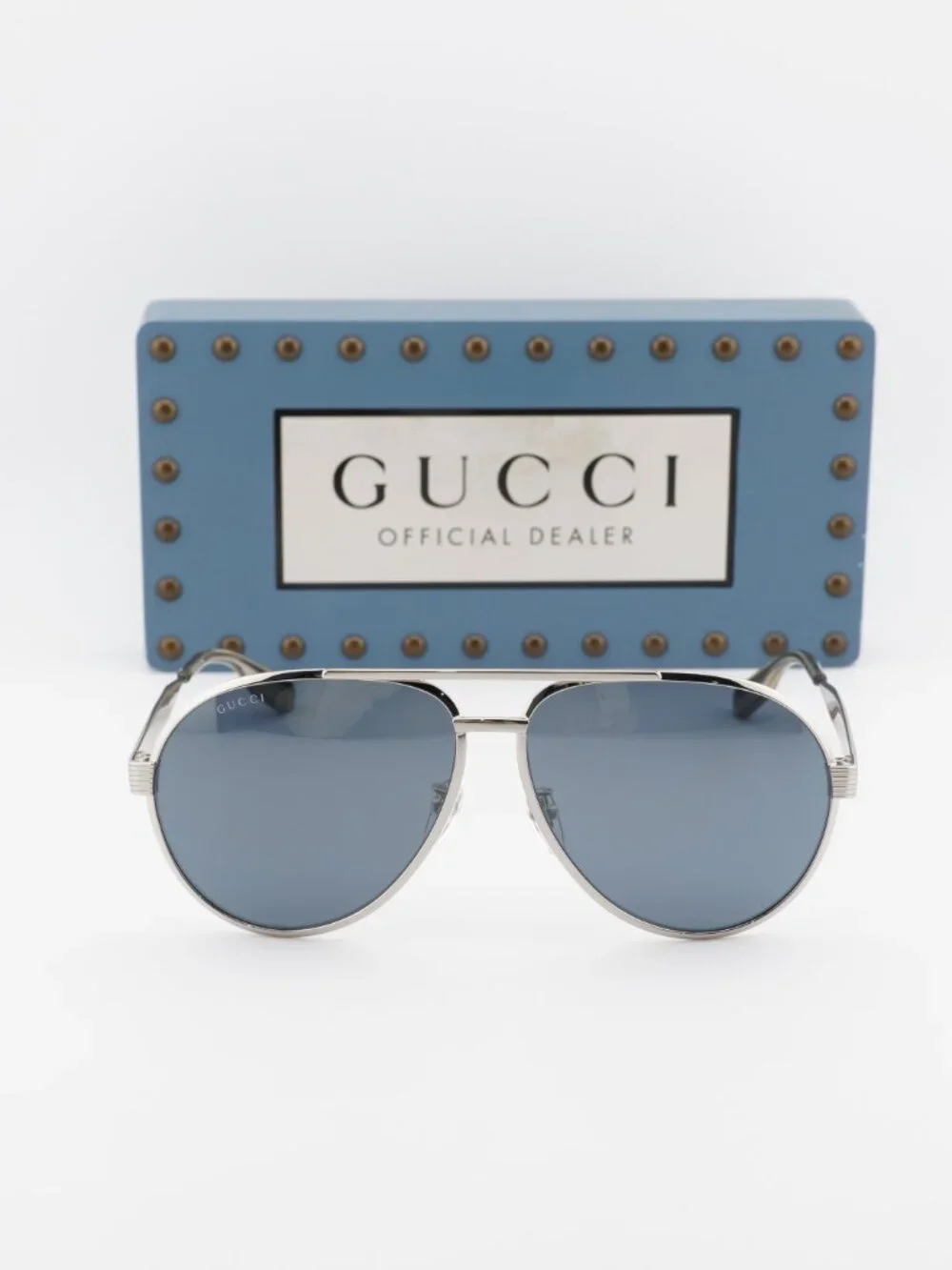 Gucci GG1513S 003 Aviator Sunglasses - Silver\Smoke with Silver Mirror